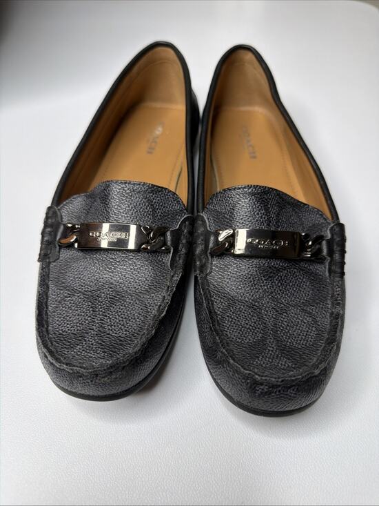 Coach Shoes - COACH Signature Olive 6.5B Jacquard Black & Smoke Women's Driving Loafer Logo